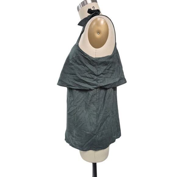 NWT Wonder Sleeveless Tank Green Tie Bow Strap Rayon/Linen Blend Sz M - Picture 3 of 10